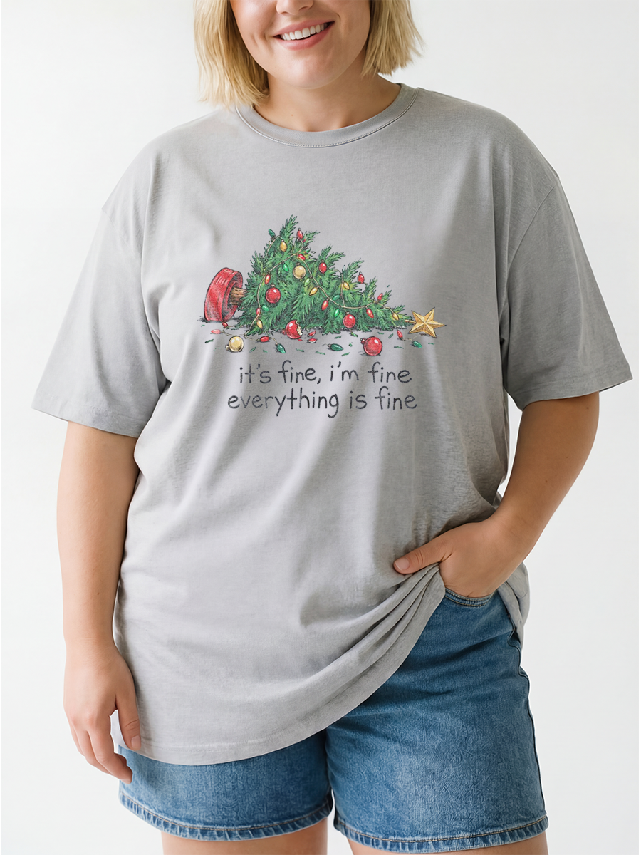 Vintage Fallen Tree Everything Is Fine Oversize Graphic Tee