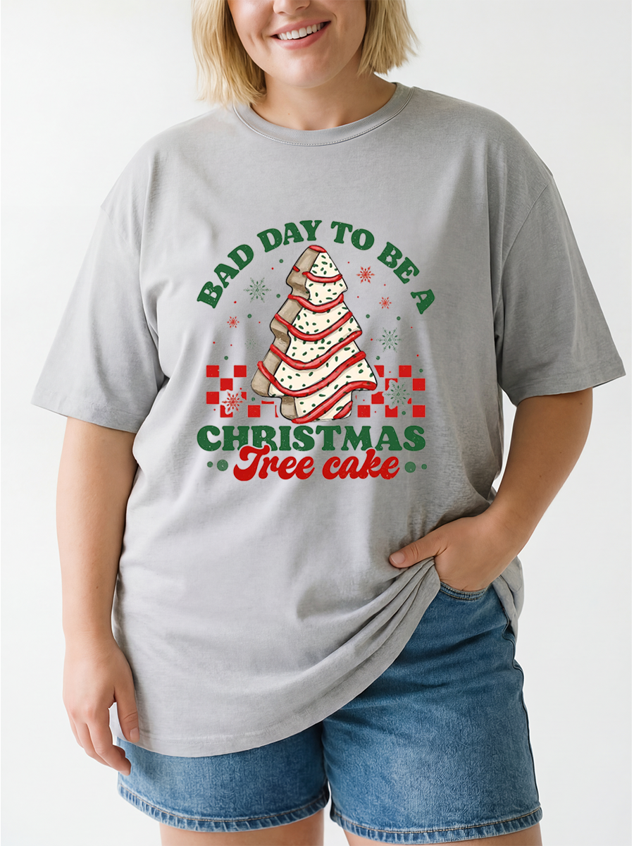 Vintage Bad Day To Be A Christmas Tree Cake Oversize Graphic Tee