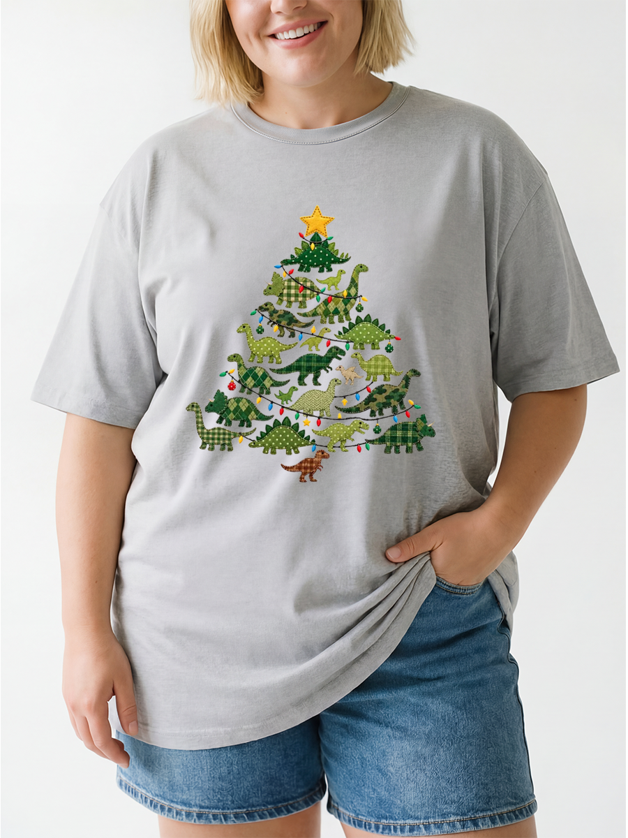 Vintage I Believe In Santa And Dinosaurs Oversize Graphic Tee