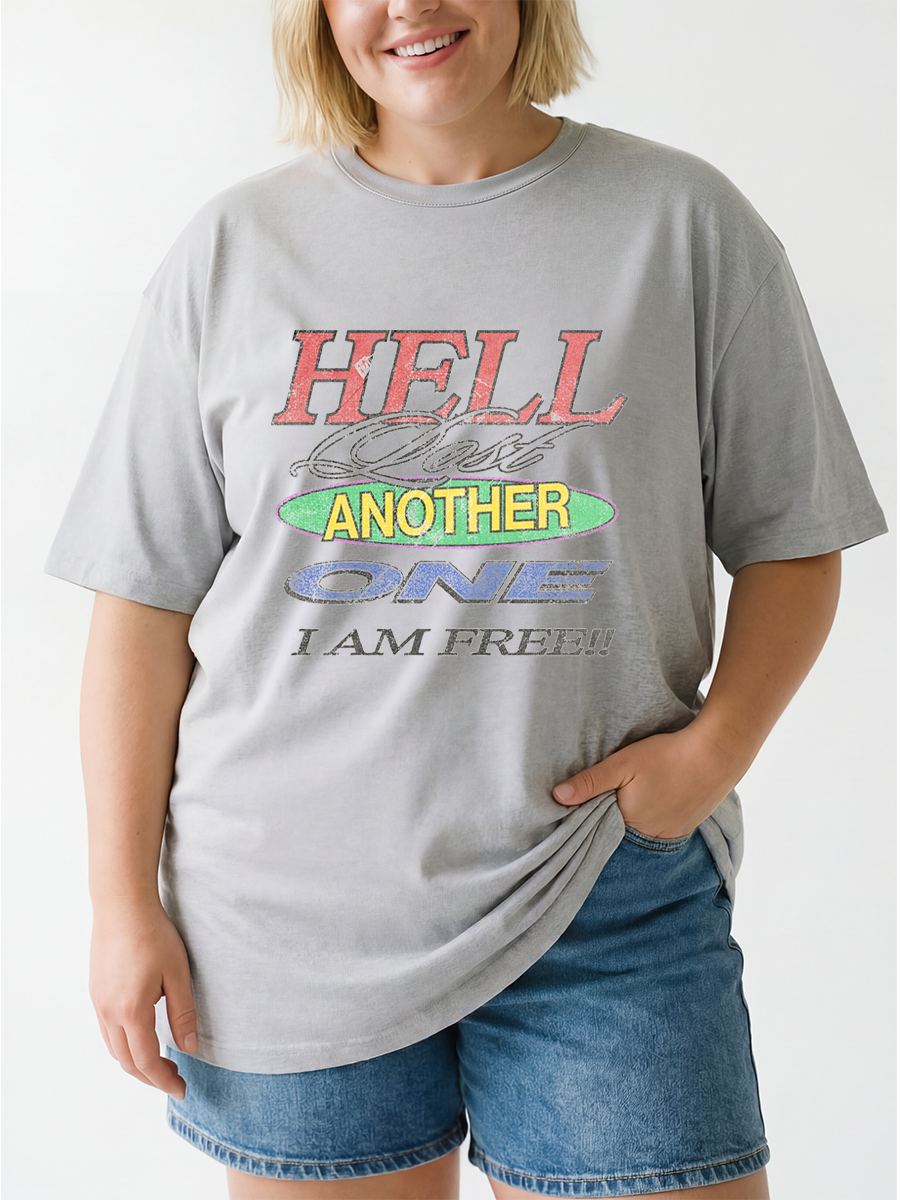 Vintage Hell Lost Another One I Am Free Oversize Graphic Tee