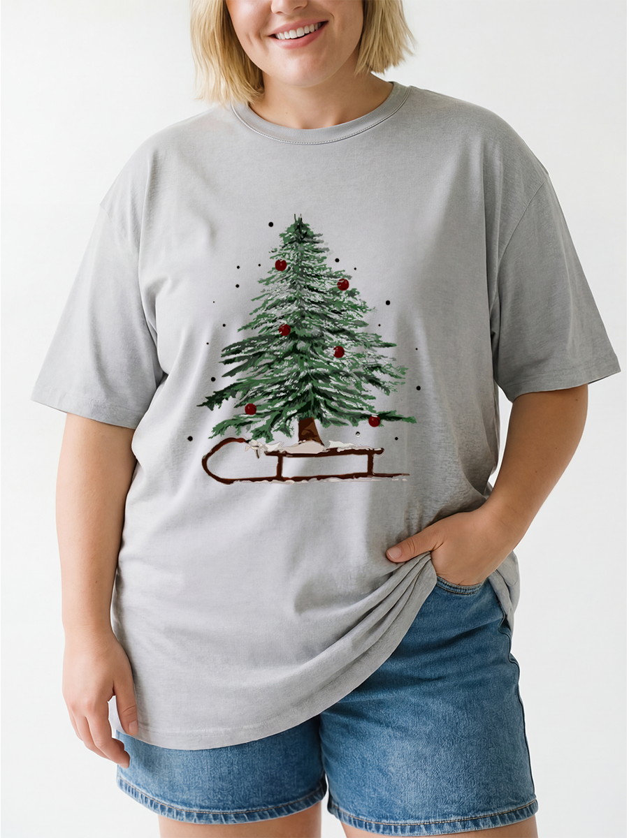 Vintage Women'S Xmas Oversize Graphic Tee
