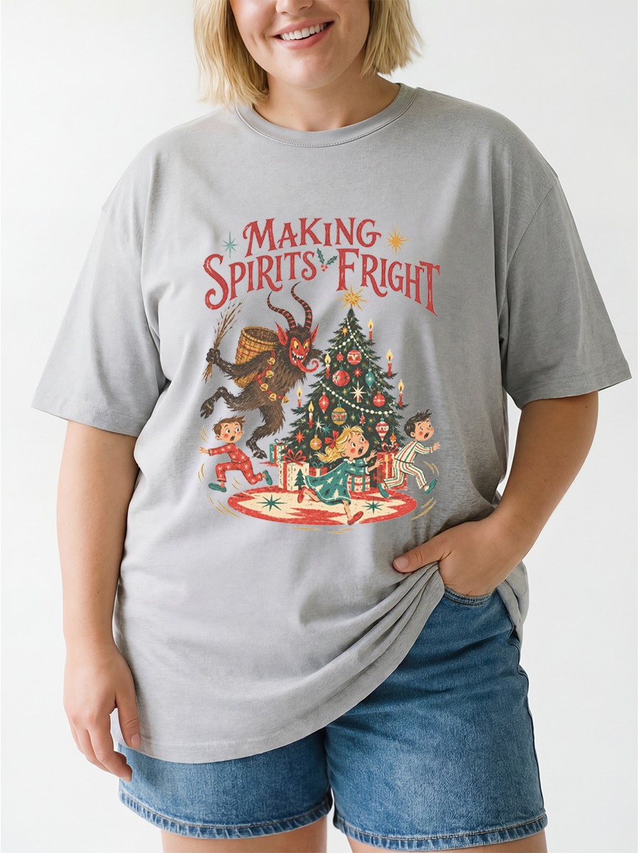 Vintage Christmas Krampus Oversize Graphic Tee
