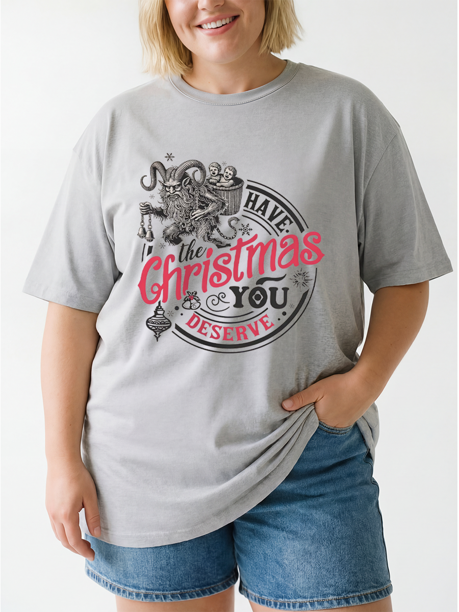 Vintage Sarcastic Funny Christmas Krampusnacht Oversize Graphic Tee
