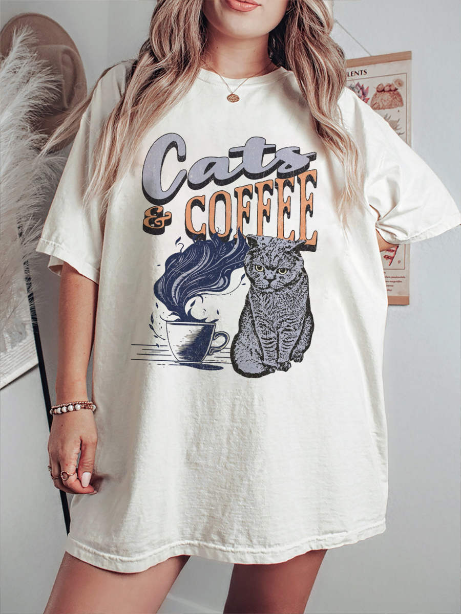 Vintage Cats And Coffee T-Shirt