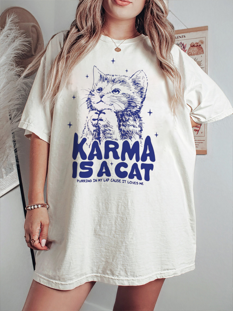 Vintage Cute Karma Is A Cat T-Shirt