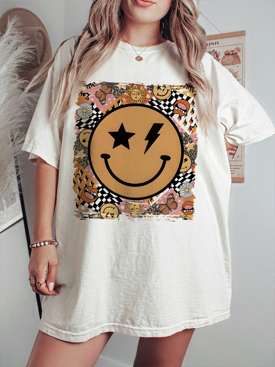Vintage Smile Flowers T-Shirt