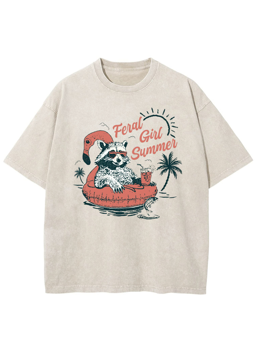Vintage  Feral Girl Summer Washed T-Shirt
