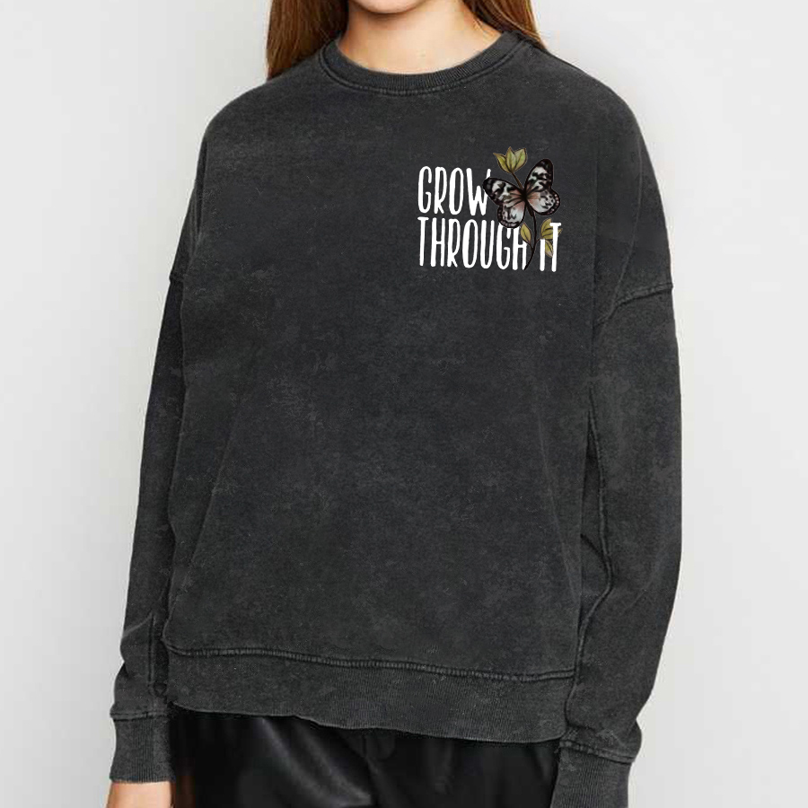 Vintage Grow Through It Butterfly Washed Sweatshirt