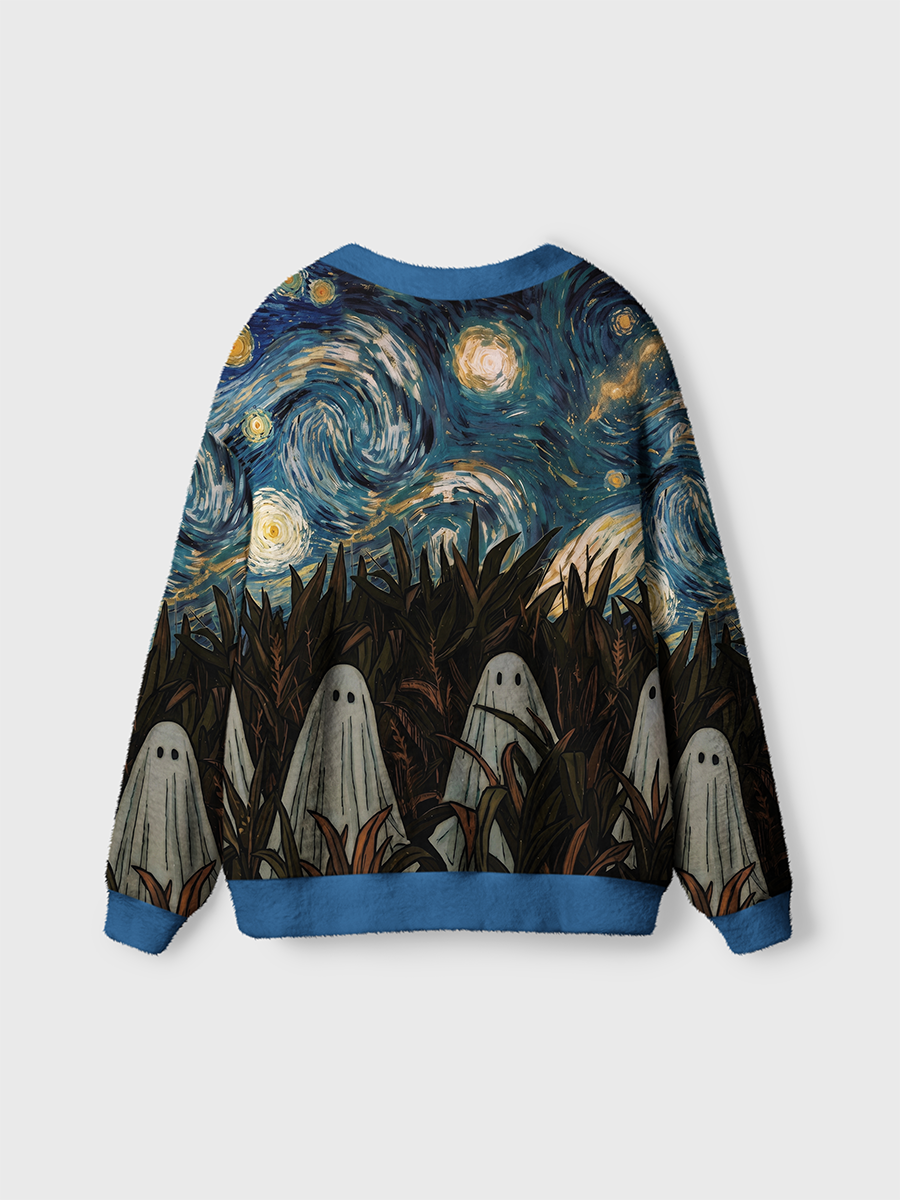 Vintage Starry Sky and Cornfield Ghosts Cardigan Sweaters