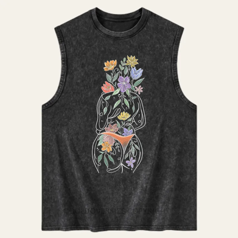Vintage Body Positive Print Washed Tank