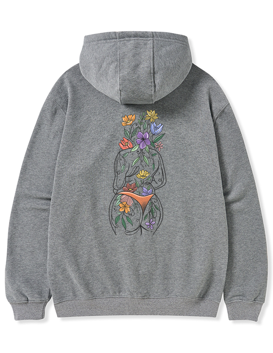 Vintage Body Positive Print Zip Hoodie
