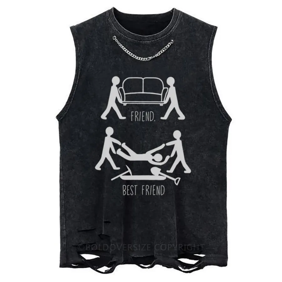 Vintage Friend Vs Best Friend Washed Tank