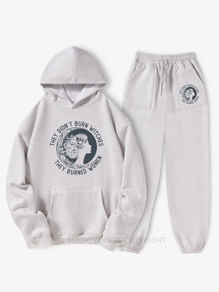 Vintage They Didnt Burn Witches They Burned Women Fleece Hoodie Suit