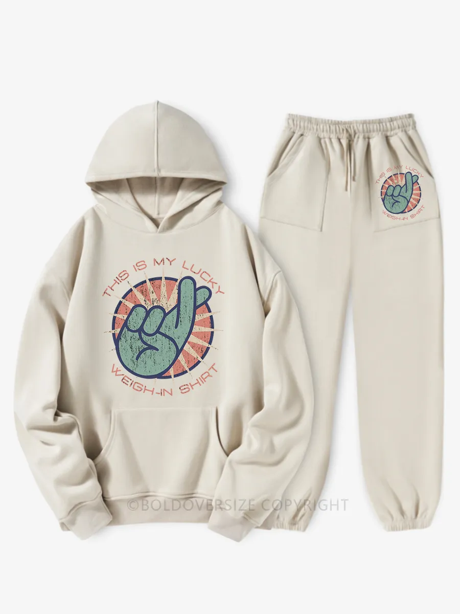 Vintage This Is My Lucky Weigh-In Fleece Hoodie Suit