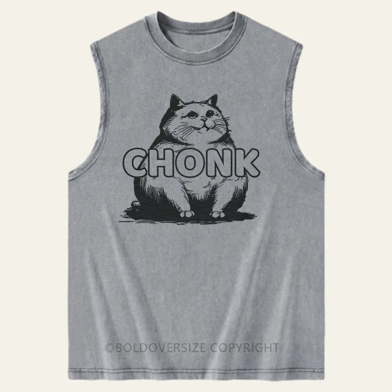 Vintage  Chonk Cat Funny Washed Tank