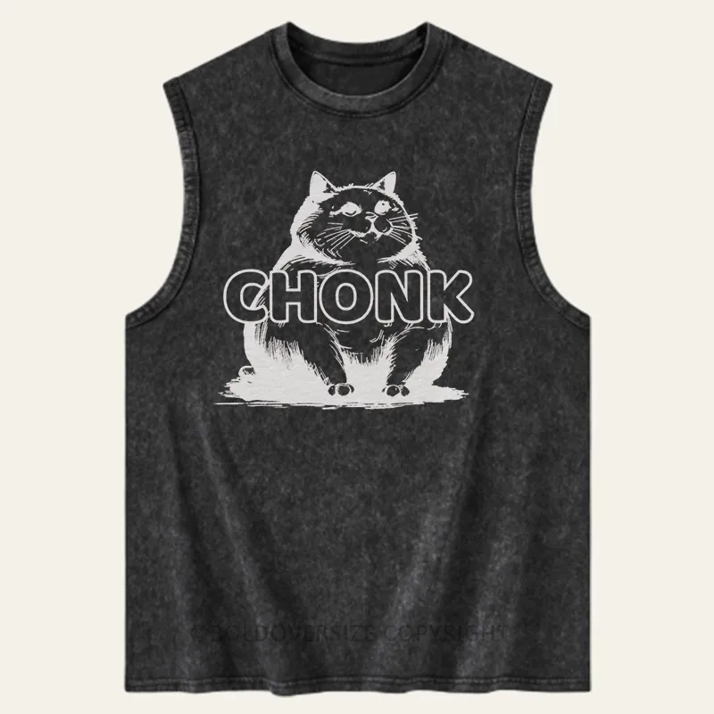 Vintage  Chonk Cat Funny Washed Tank