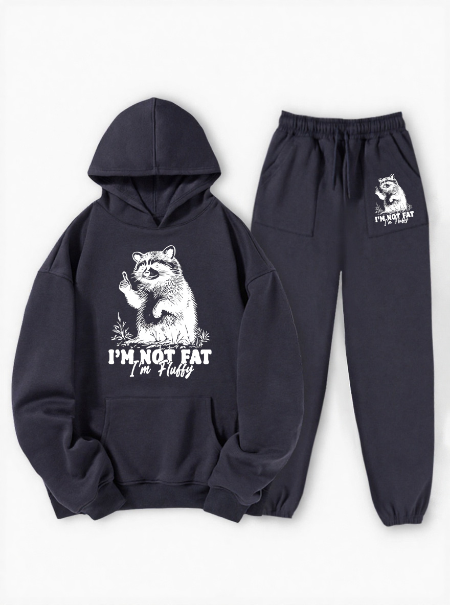 Vintage I'M Not Fat I'M Fluffy Fleece Hoodie Suit