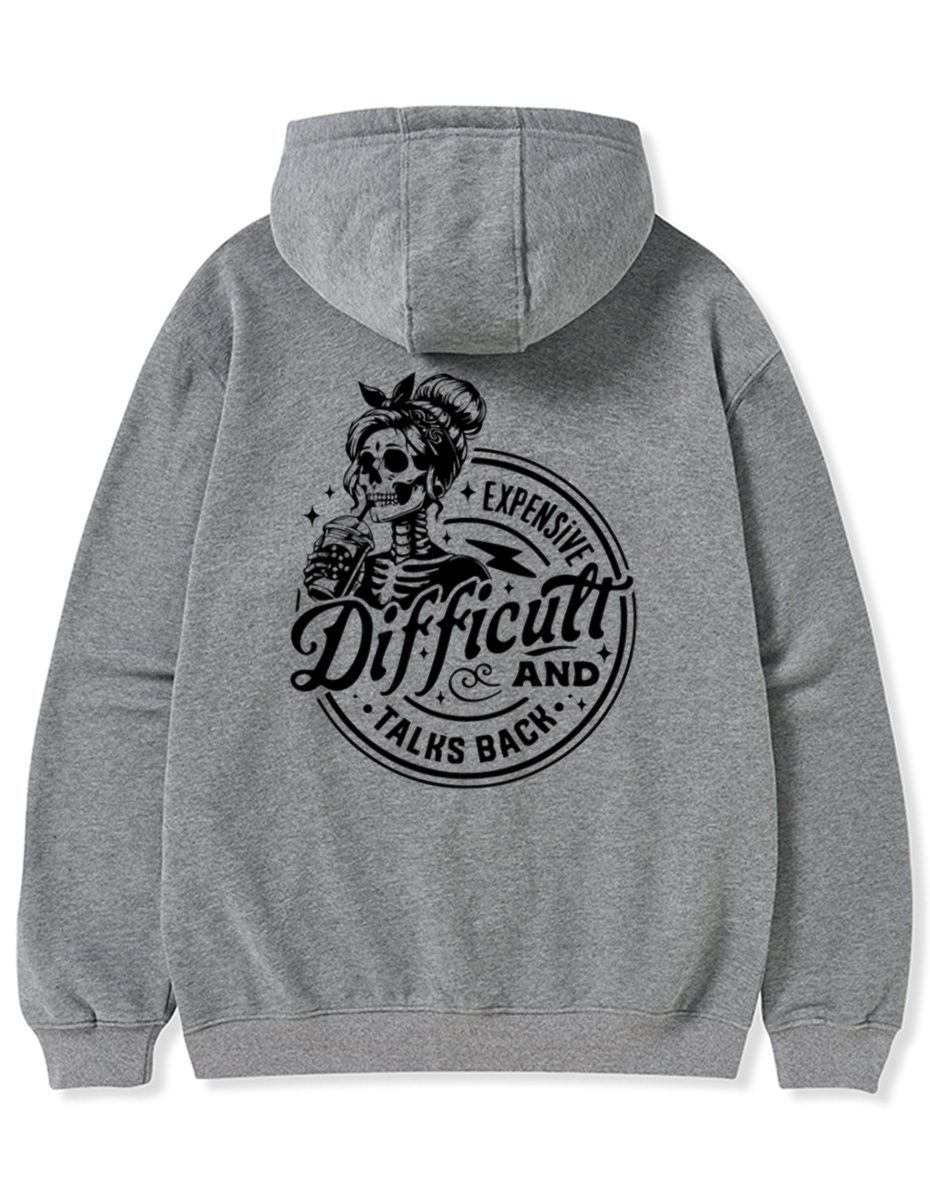 Vintage Expensive Difficult And Talks Back Tee Zip Hoodie