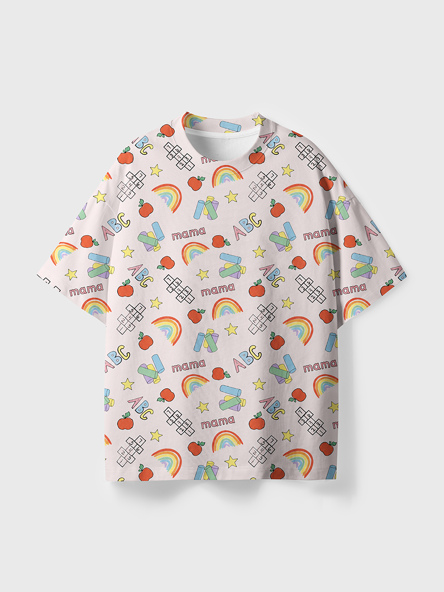 Vintage Rainbow School Mama Toddler All Over Print T-Shirt