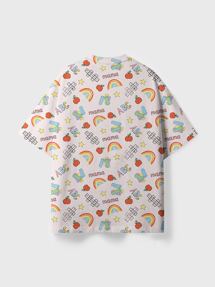 Vintage Rainbow School Mama Toddler All Over Print T-Shirt
