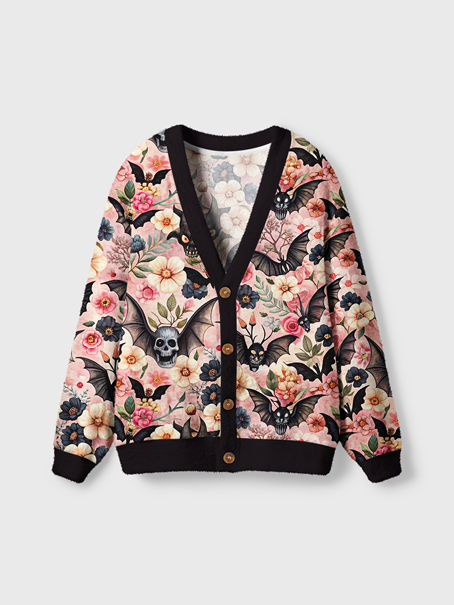 Vintage Bat Floral Foliage Cardigan Sweaters