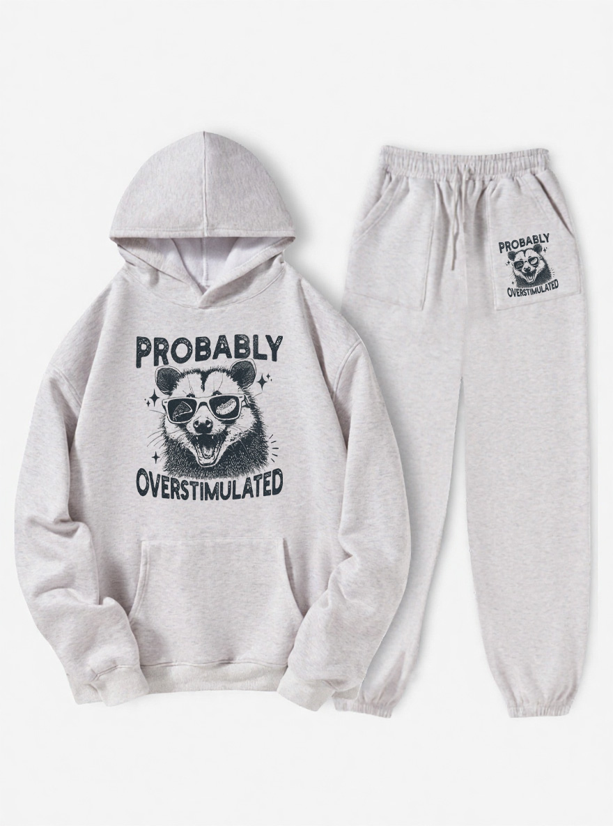 Vintage Probably Overstimulated Washed Fleece Hoodie Suit