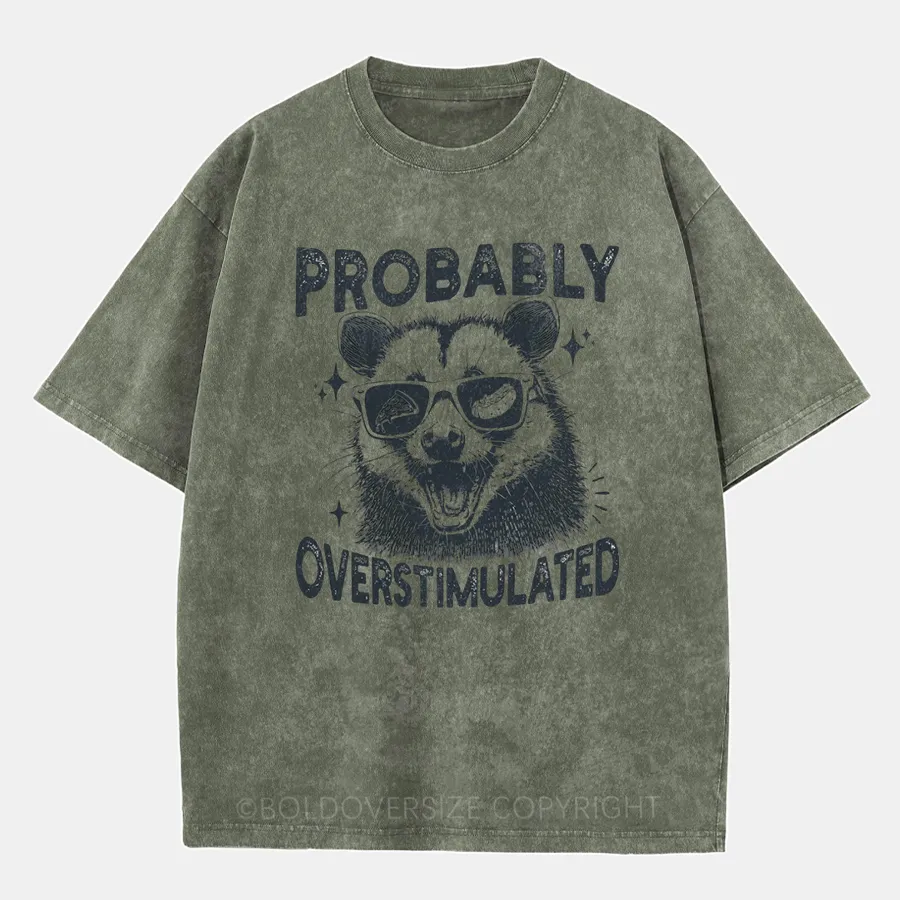 Vintage Probably Overstimulated Washed T-Shirt