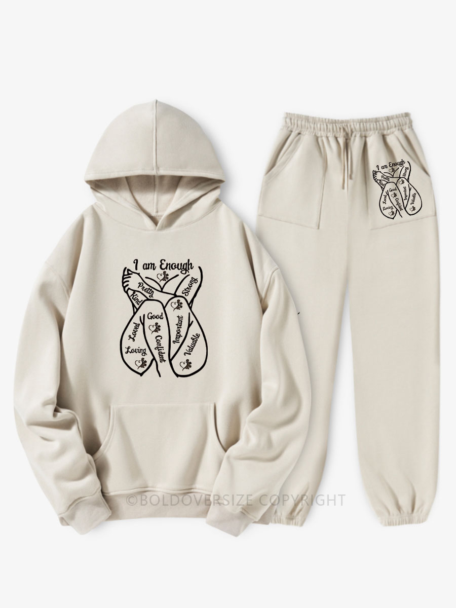 Vintage I Am Enough Fleece Hoodie Suit