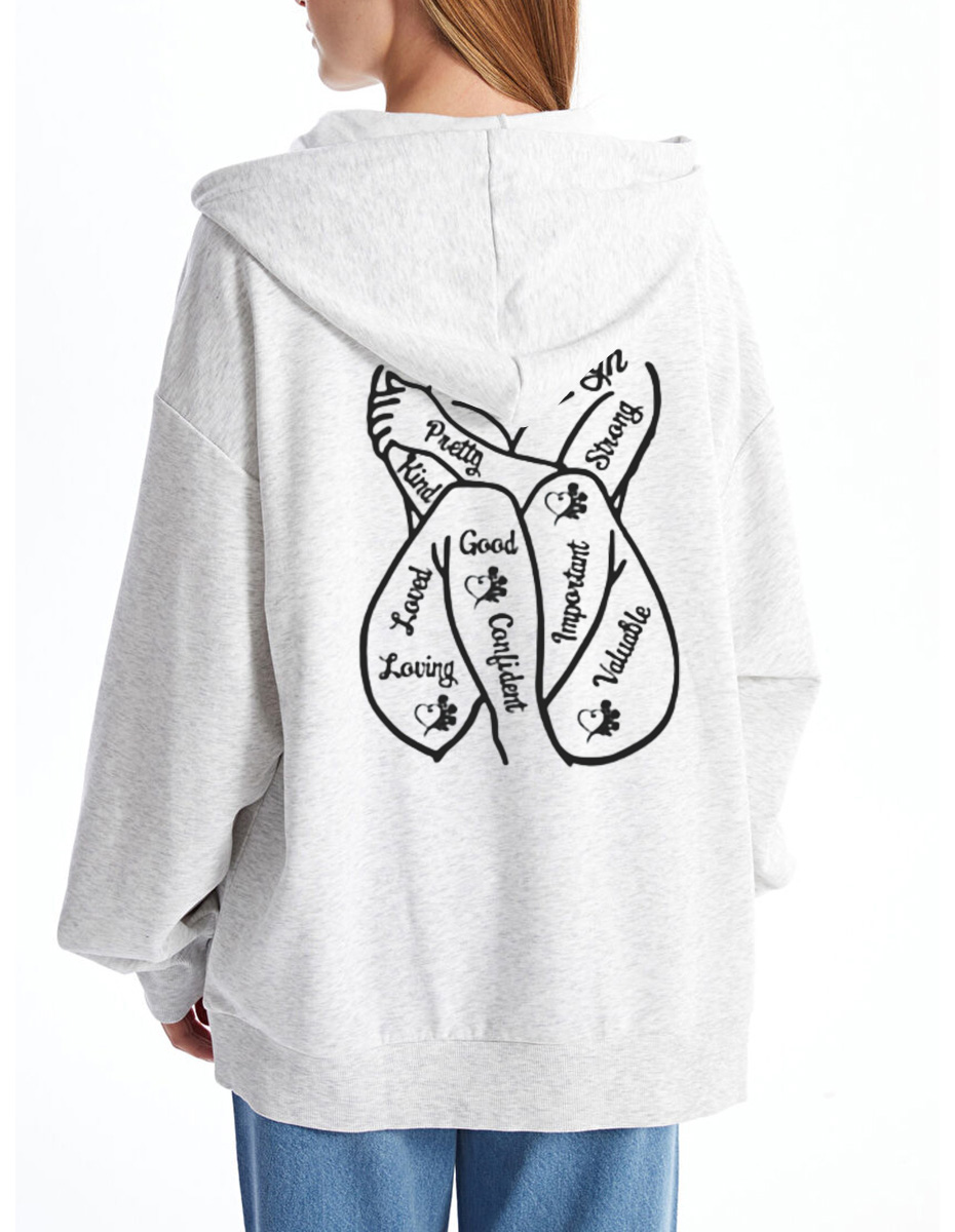 Vintage Body Positive Tee Zip Hoodie