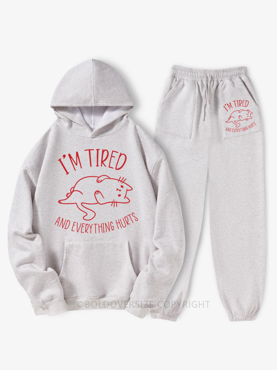 Vintage I’m Tired And Everything Hurts Fleece Hoodie Suit