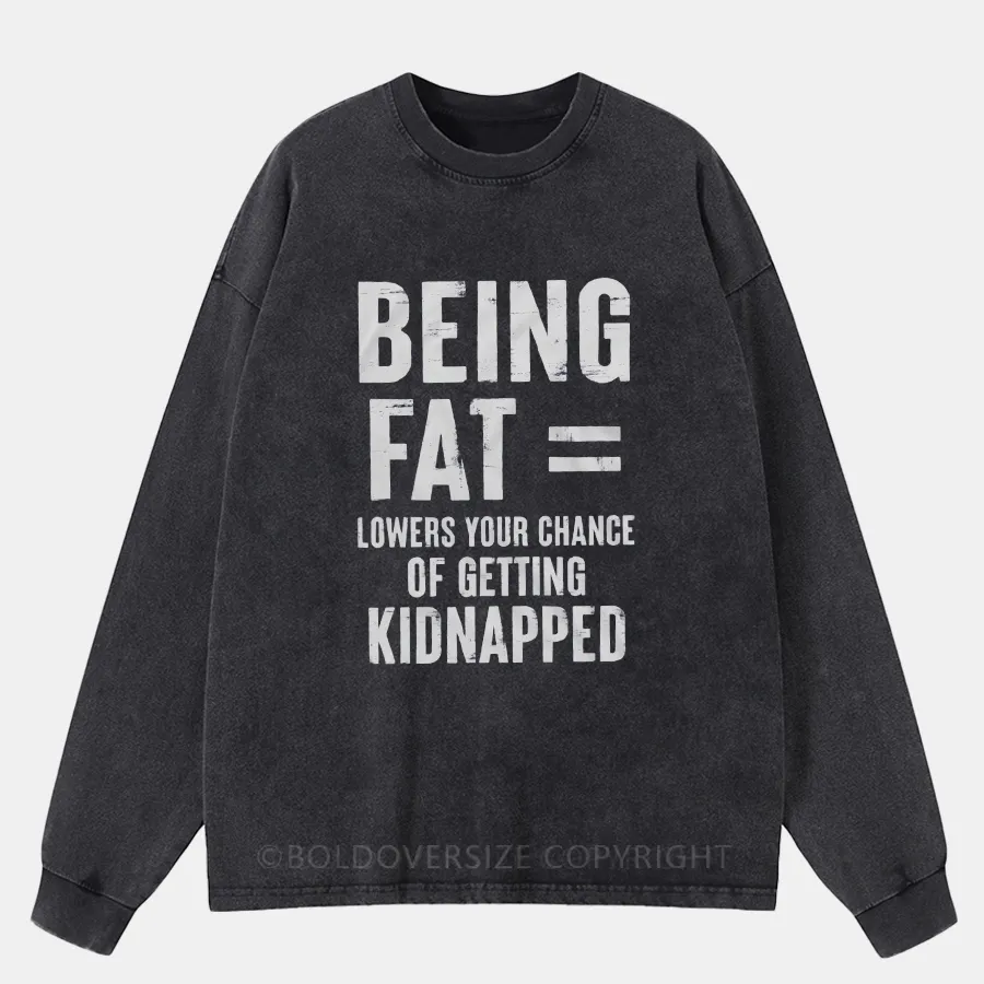 VintageMens Sarcastic Being Fat Washed Long Sleeve Shirt