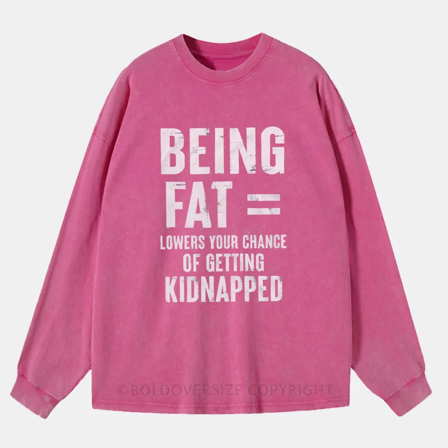 VintageMens Sarcastic Being Fat Washed Long Sleeve Shirt