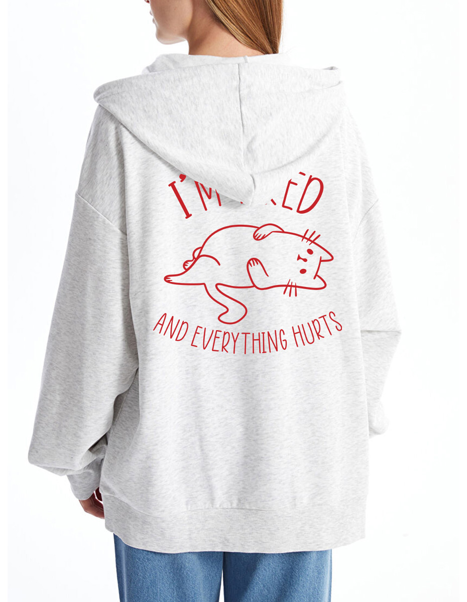 Vintage I’M Tired And Everything Hurts Tee Zip Hoodie