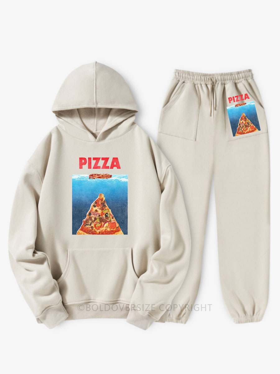 Vintage Pizza Fleece Hoodie Suit
