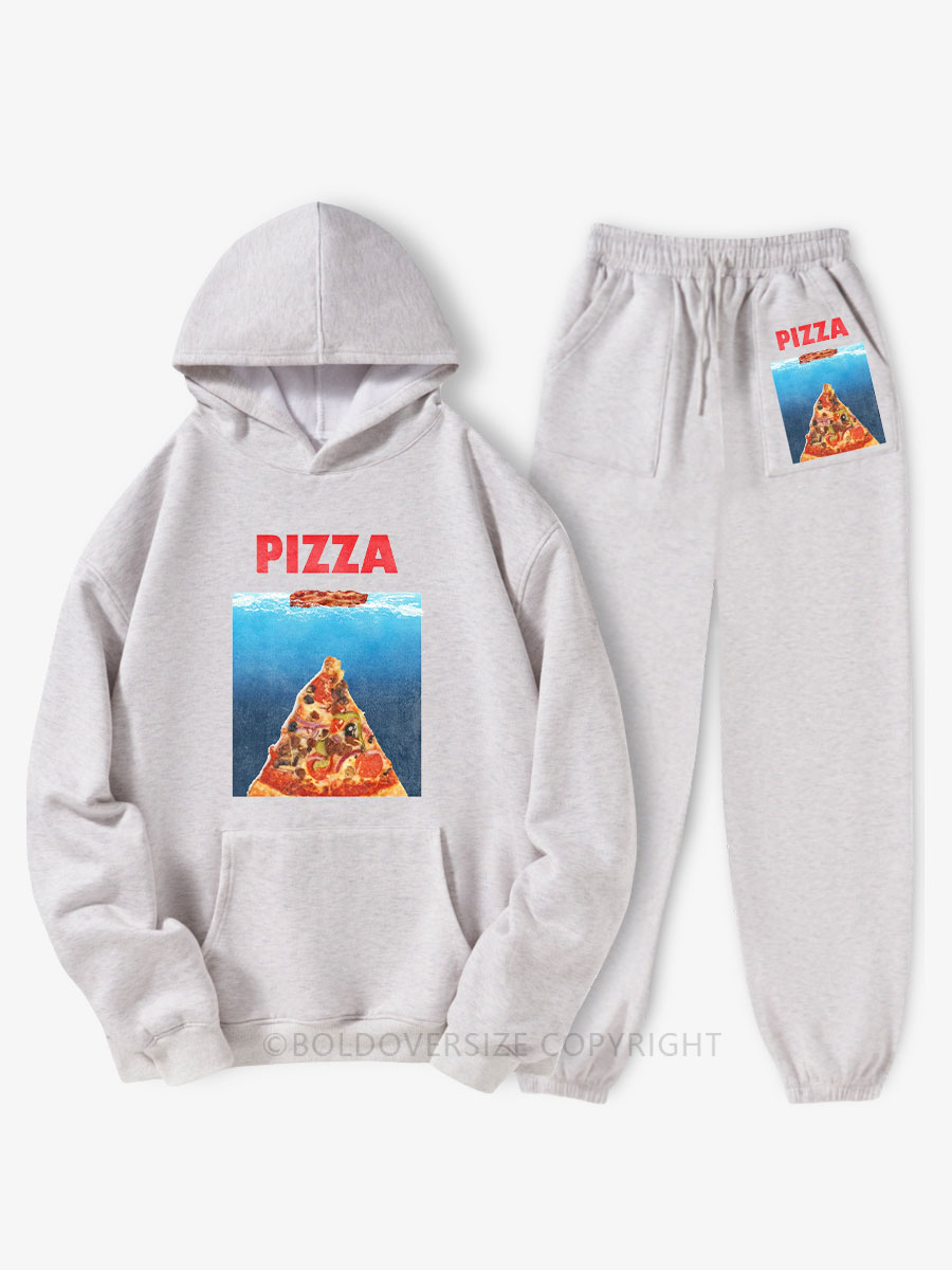 Vintage Pizza Fleece Hoodie Suit