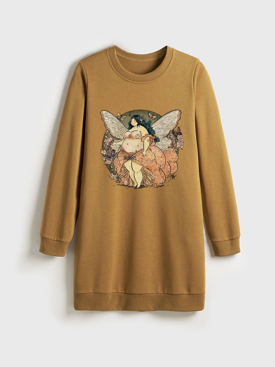 Dreamy Chubby Fairy Crewneck Terry Sweatshirt Dress
