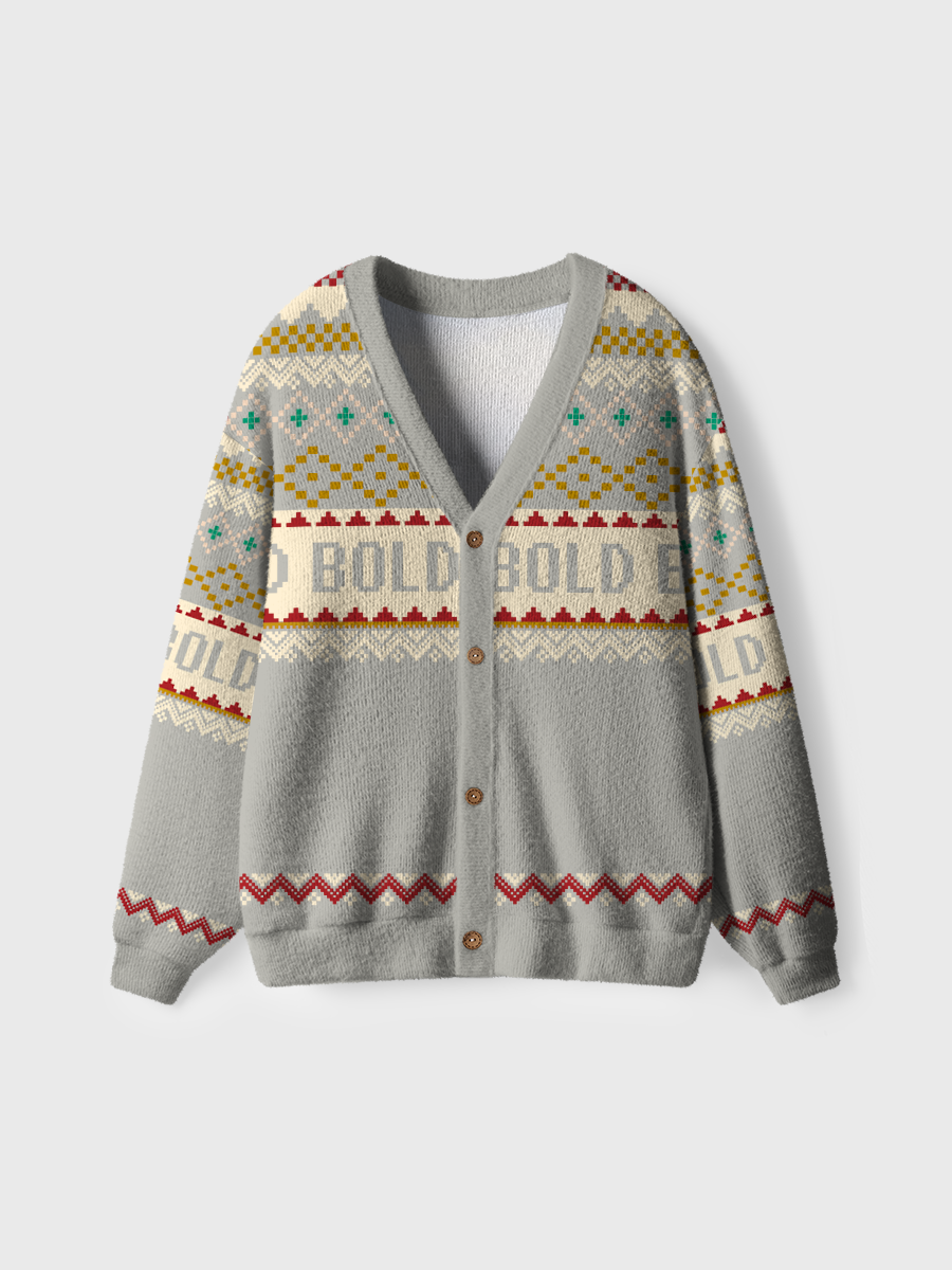 Vintage Grey Fair Isle Ugly Cardigan Sweaters