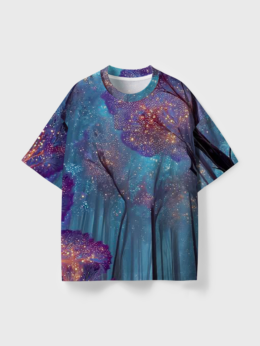 Vintage Fairy Lights in Purple Woods All Over Print T-Shirt