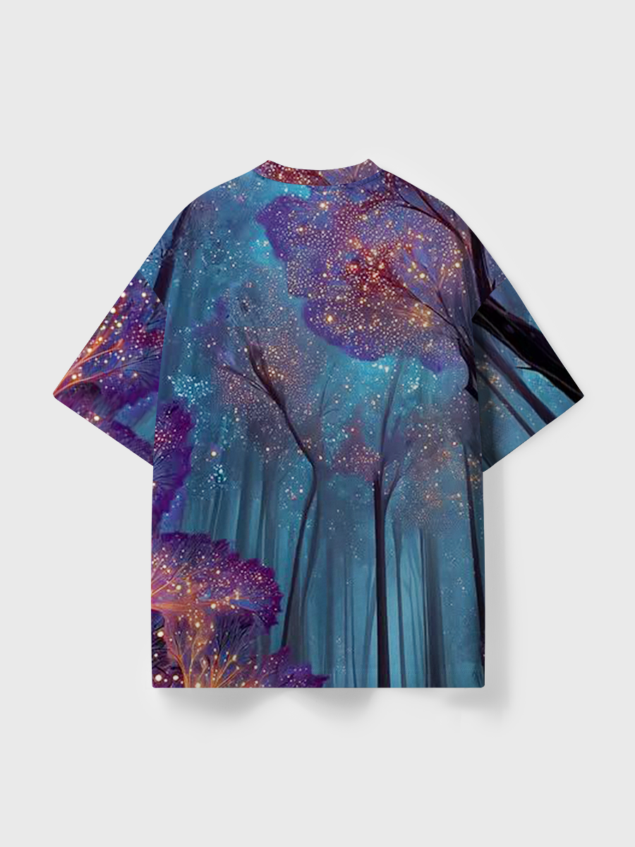 Vintage Fairy Lights in Purple Woods All Over Print T-Shirt