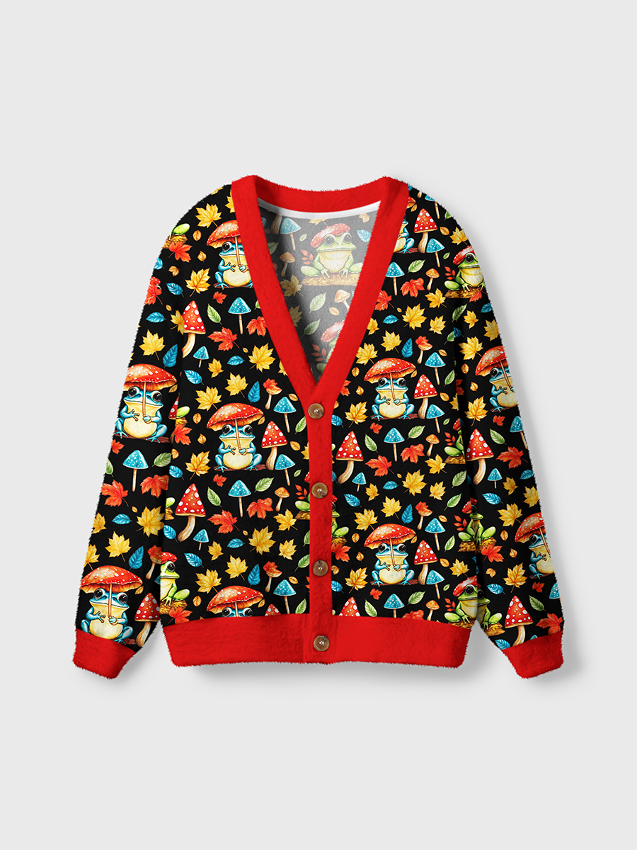 Vintage Whimsical Nature Frogs Cardigan Sweaters