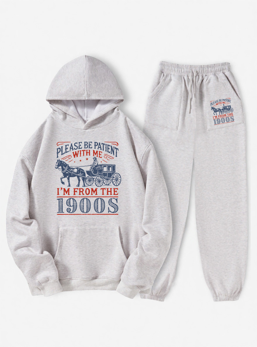 Vintage Please Be Patient With Me Fleece Hoodie Suit