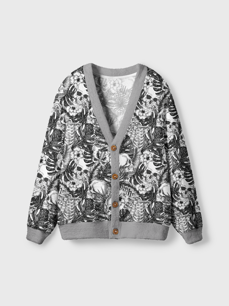Vintage Dark Tropical Gothic Skull Cardigan Sweaters