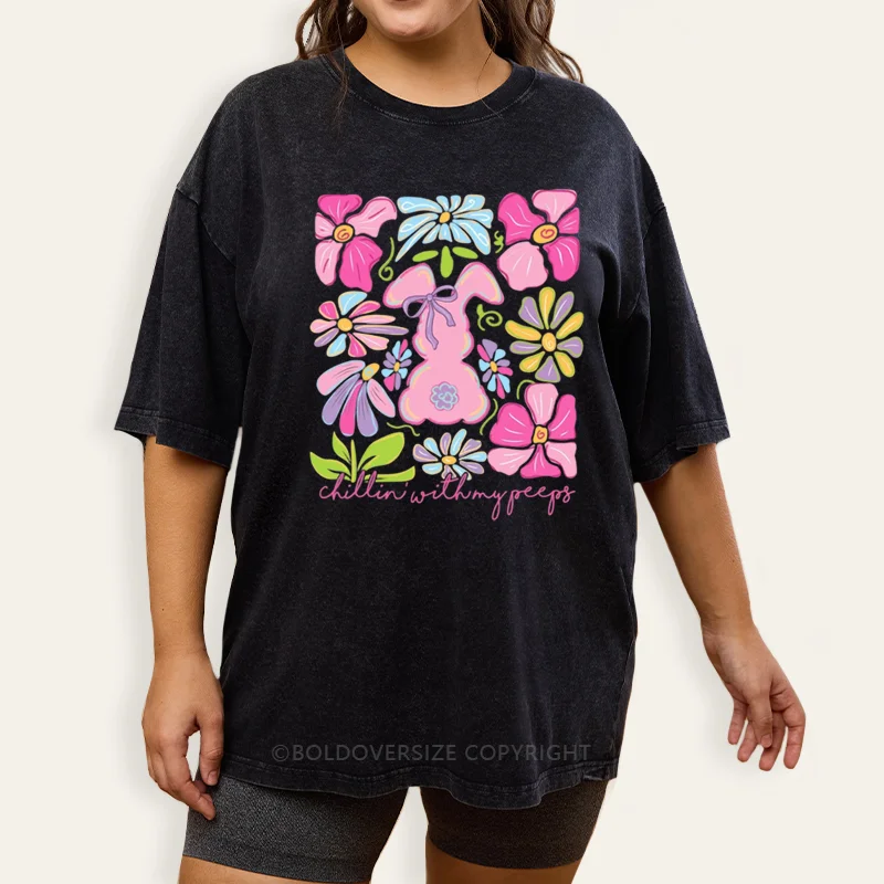 Vintage Happy Easter Bunny Washed T-Shirt