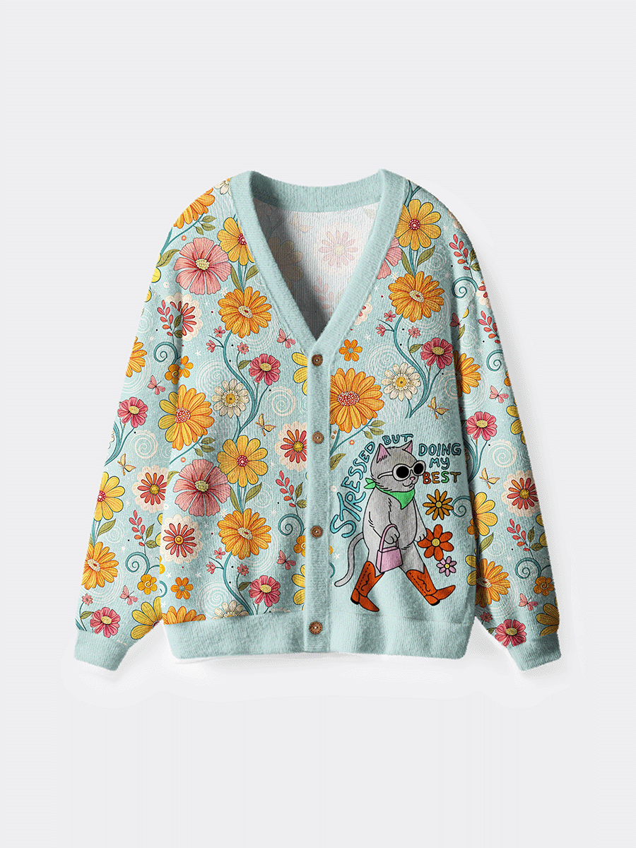 Vintage Stressed But Doing My Best Cardigan Sweaters