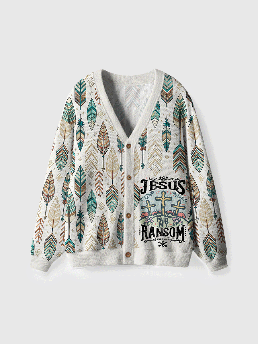 Vintage Jesus Paid My Ransom Cardigan Sweaters