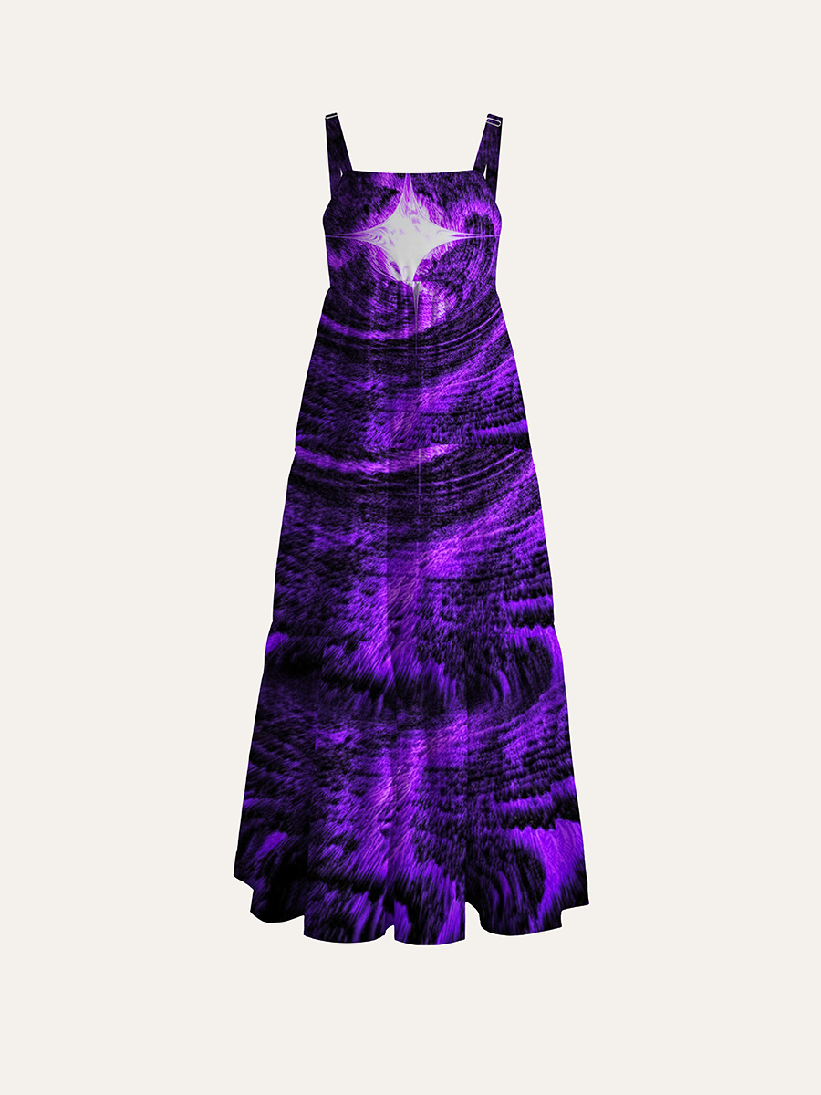 Psychedelic Star Burst Trippy Cosmic Swirl Adjustable Wide Straps Maxi Dress