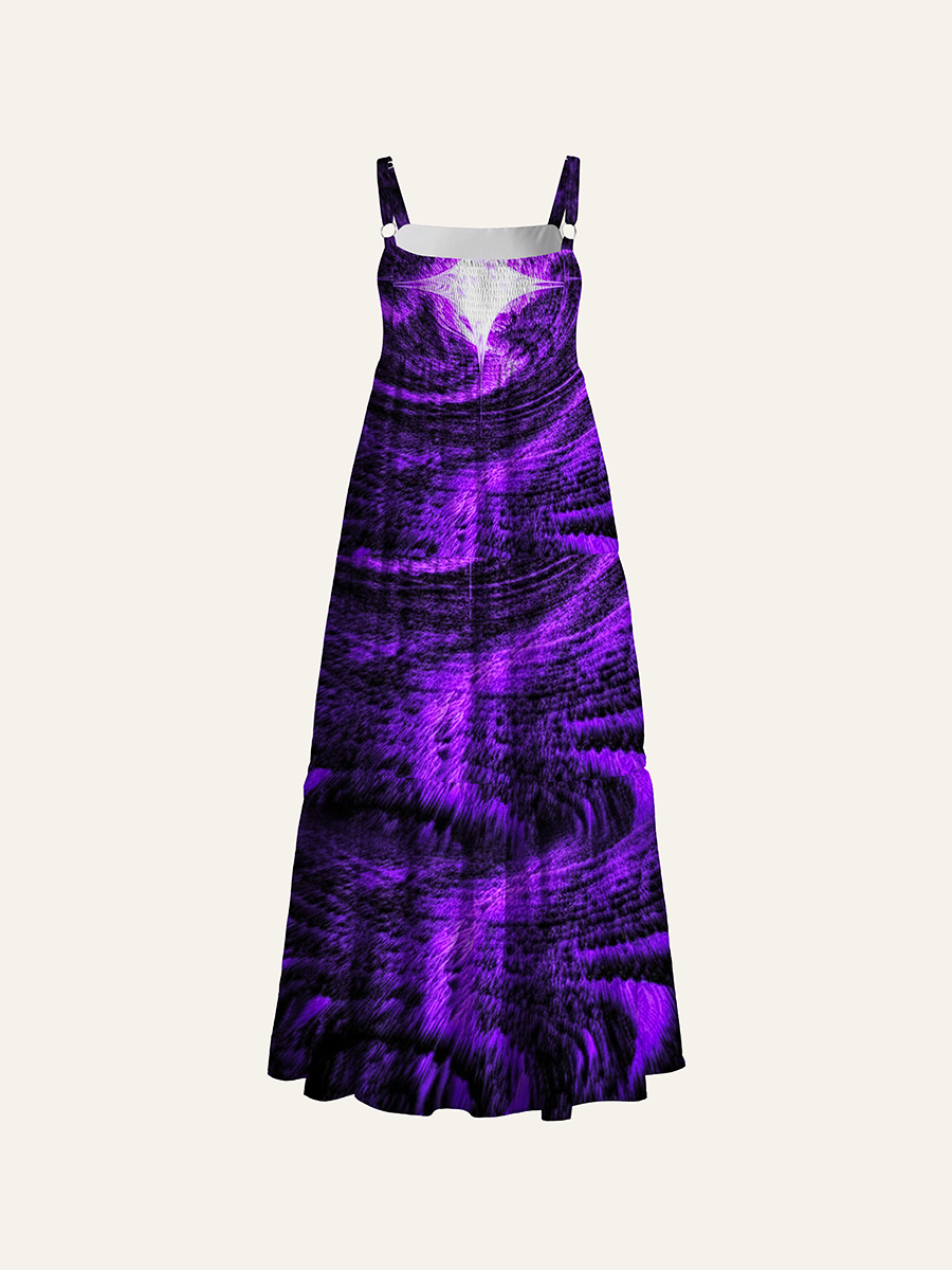 Psychedelic Star Burst Trippy Cosmic Swirl Adjustable Wide Straps Maxi Dress