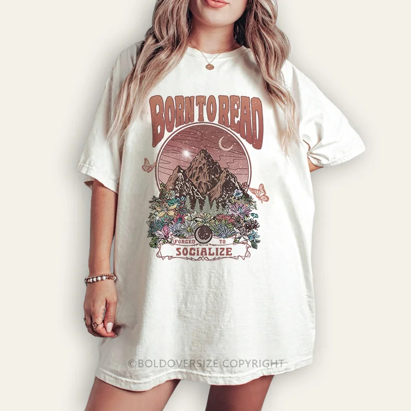 Vintage Born To Read Forced To Socialize Tee