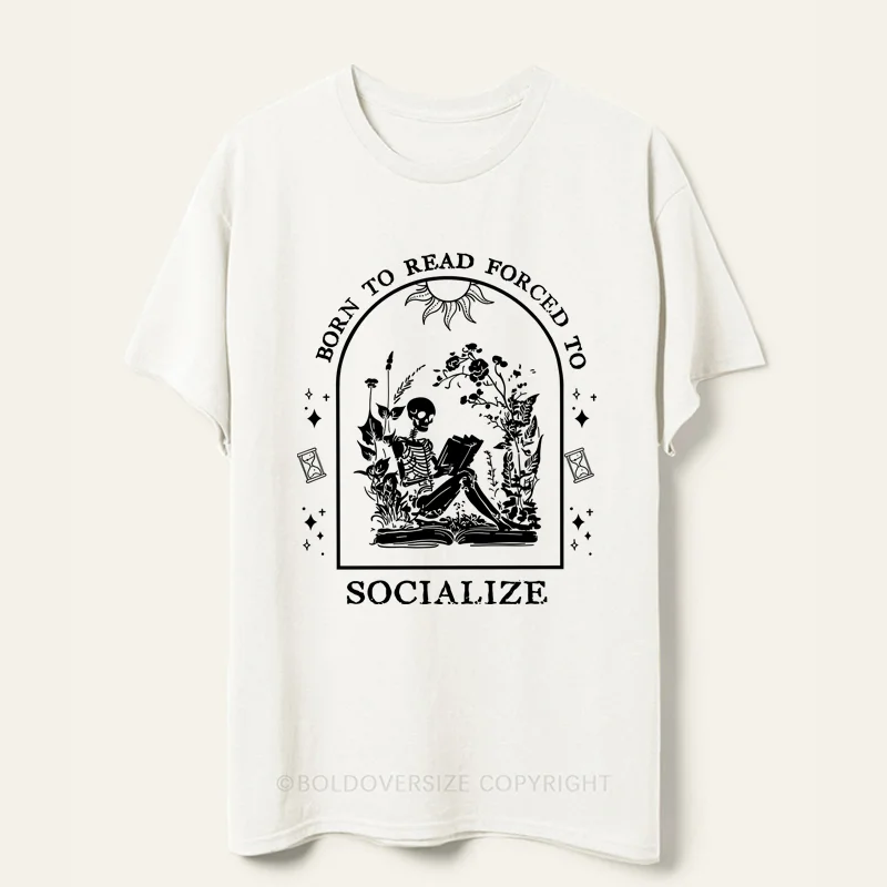 Vintage Born To Read Forced To Socialize Tee