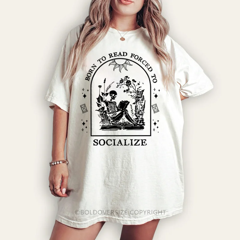 Vintage Born To Read Forced To Socialize Tee